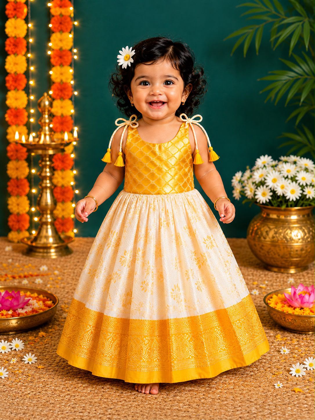 Prisha Kasavu Festive Frock